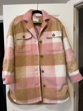 Old Navy Pink Plaid Shacket Jacket MEDIUM
